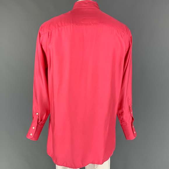 GUCCI Pink Silk Nehru Collar Long Sleeve Shirt - Picture 3 of 6